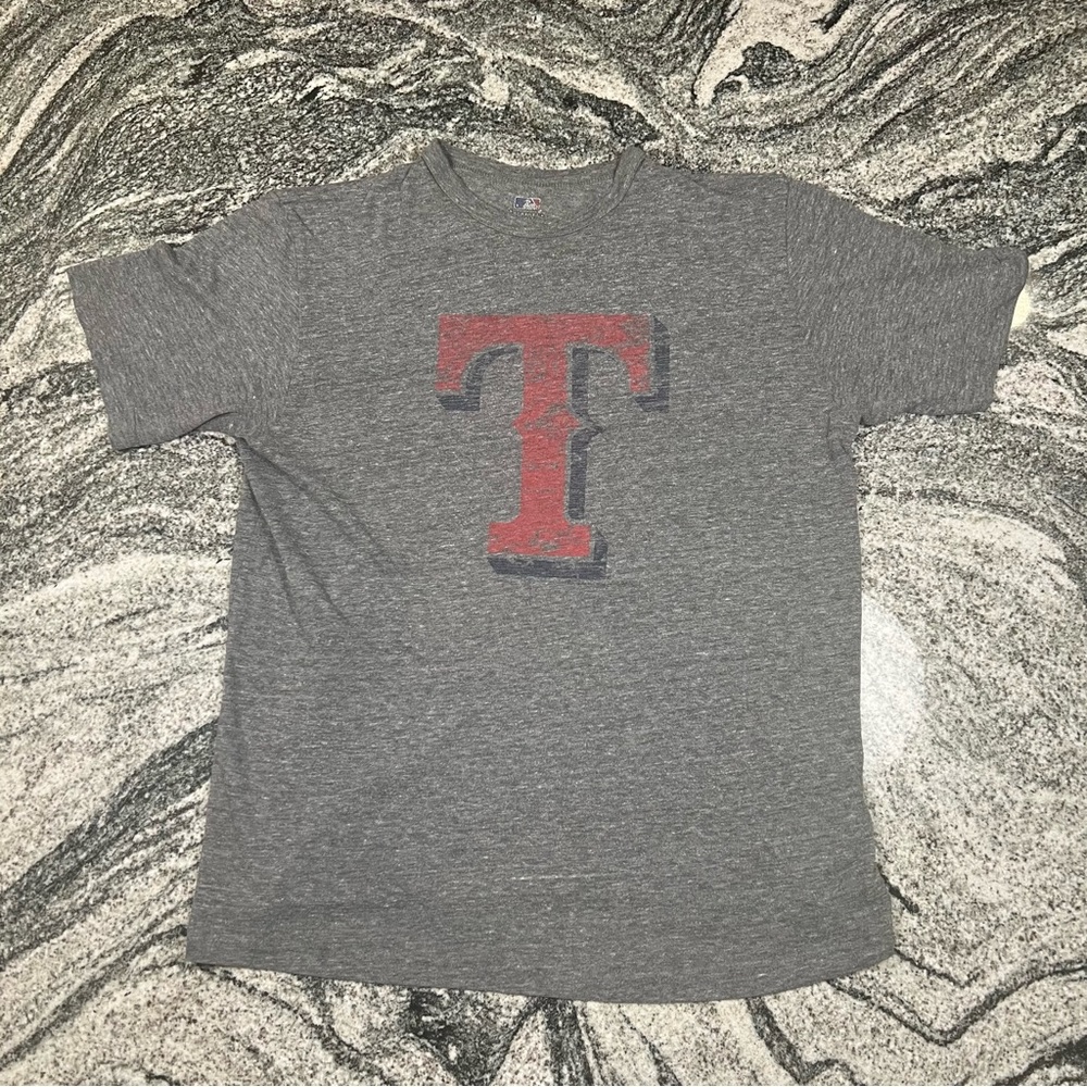 Texas Rangers T-Shirt MLB Mens Large Retro Big T Gray World Series Champions